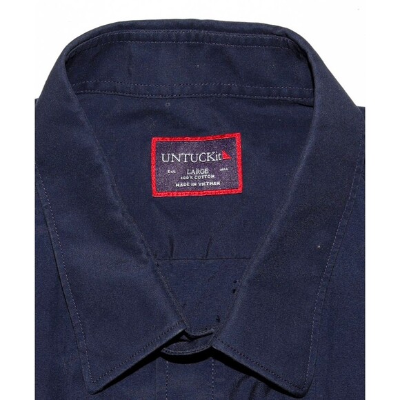 UNTUCKit Men's Long Sleeve Button Front Blue Shirt Size Large - Picture 7 of 8